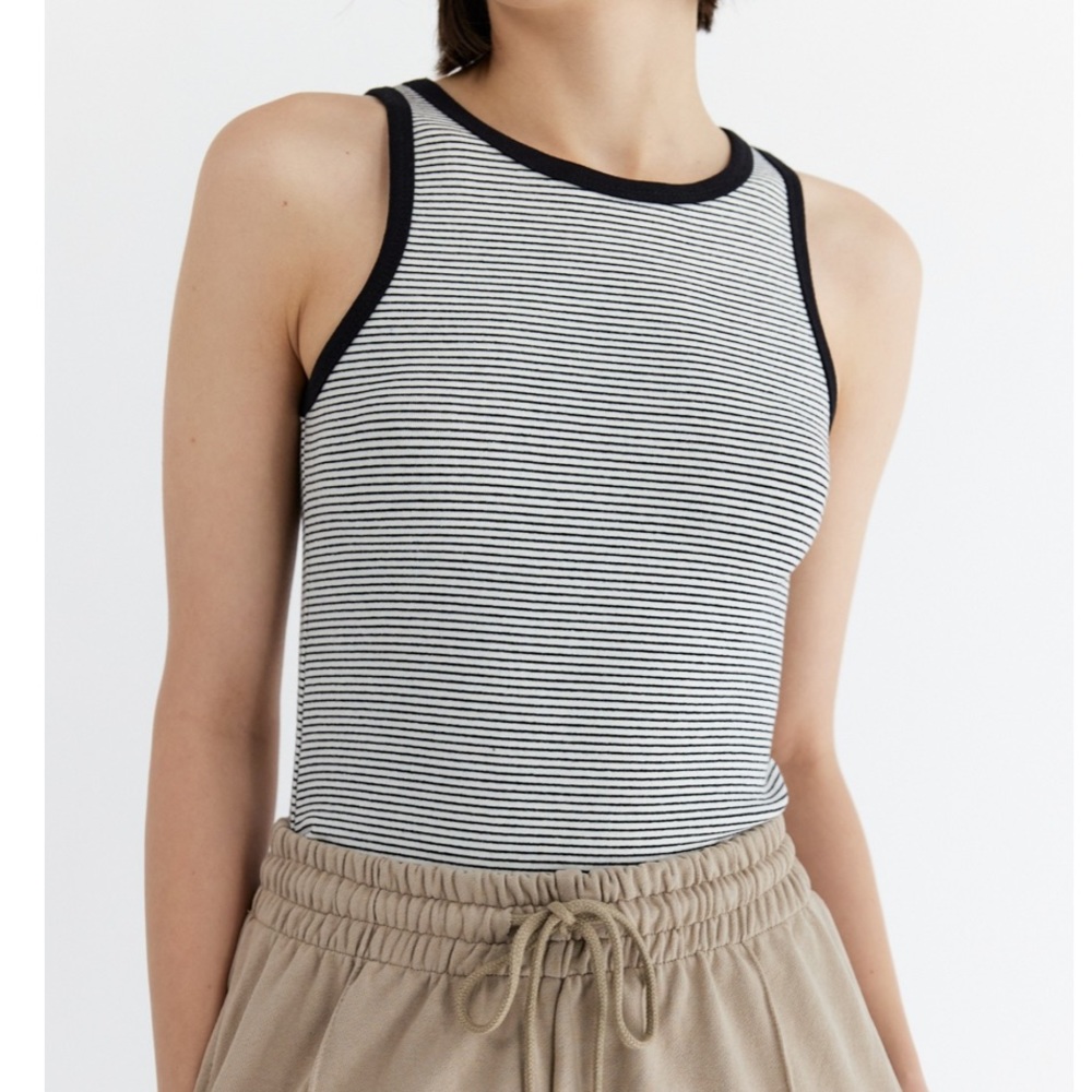navy + white stripe tank